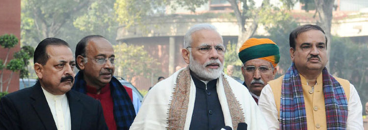 The Prime Minister, Shri Narendra Modi delivering his statement to media ahead of the Budget Session of Parliament, in Parliament House, New Delhi on January 29, 2018.
	The Union Minister for Chemicals & Fertilizers and Parliamentary Affairs, Shri Ananth Kumar, the Minister of State for Development of North Eastern Region (I/C), Prime Minister’s Office, Personnel, Public Grievances & Pensions, Atomic Energy and Space, Dr. Jitendra Singh, the Minister of State for Parliamentary Affairs and Statistics & Programme Implementation, Shri Vijay Goel and the Minister of State for Parliamentary Affairs, Water Resources, River Development and Ganga Rejuvenation, Shri Arjun Ram Meghwal are also seen.