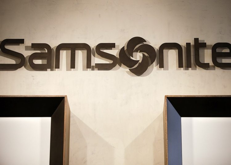 FILE PHOTO: The logo of Samsonite is seen in a shop in downtown Rome, Italy March 4, 2016.  REUTERS/Max Rossi/File Photo