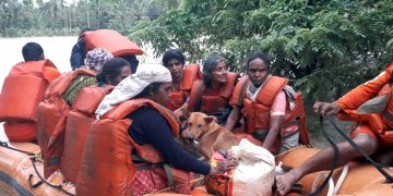The NDRF teams carrying out rescue and relief operations in flood-affected areas of Kerala on August 11, 2018.