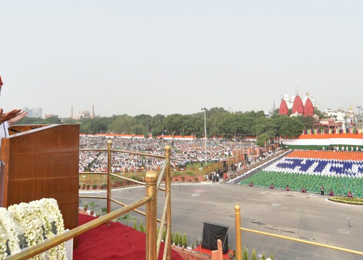 The Prime Minister, Shri Narendra Modi addressing the Nation on the occasion of 72nd Independence Day, in Delhi on August 15, 2018.