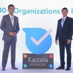 Anant Maheshwari President Microsoft India and Rajiv Kumar Corporate Vice President Microsoft celebrating Microsoft Kaizala anniversary