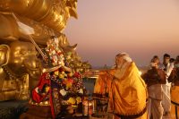 PM Narendra Modi and HH Chinna Jeeyar Swami attending the Puja ceremony at the Statue of Equality worlds largest sitting metal statue in Hyderabad by PM 2 scaled e1644228010291