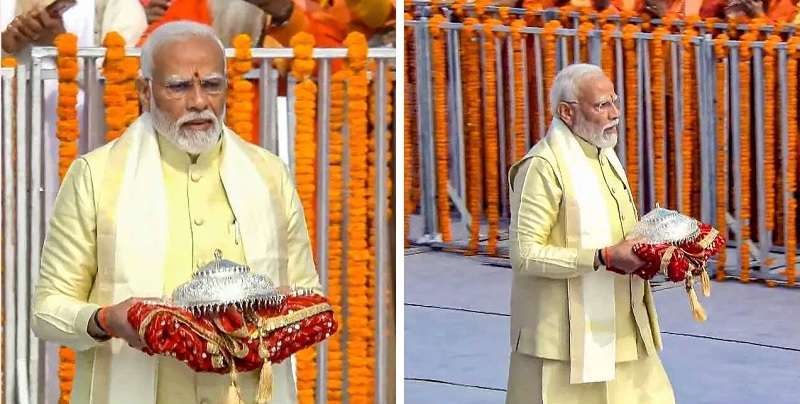 અયોધ્યાના રામલલ્લાના અભિષેકમાં ભાગ લેતા પ્રધાનમંત્રીના હાથમાં થાળીમાં શું હતું તે જાણો.. 1 modi plate