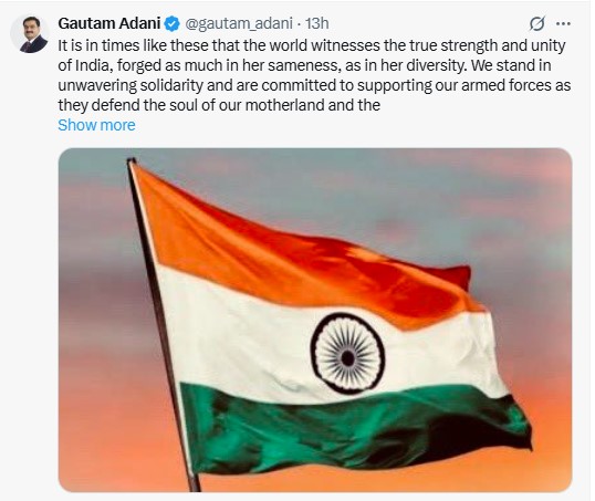 We stand steadfast with the brave army Gautam Adani