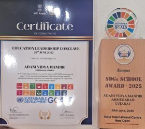 ભારતની ટોચની 50 SDGs શાળાઓમાં અદાણી વિદ્યામંદિર અમદાવાદને સ્થાન 4 ADANI VIDHYAMANDIR 01