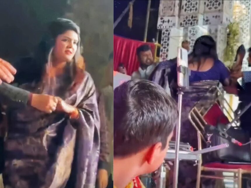 "મારો રેટ પૂછે છે?" સ્ટેજ પર ચપ્પલ કાઢીને એન્કરને મારવા દોડી સિંગર નિશા ઉપાધ્યાય, જાણો શું છે સમગ્ર વિવાદ 1 nisha